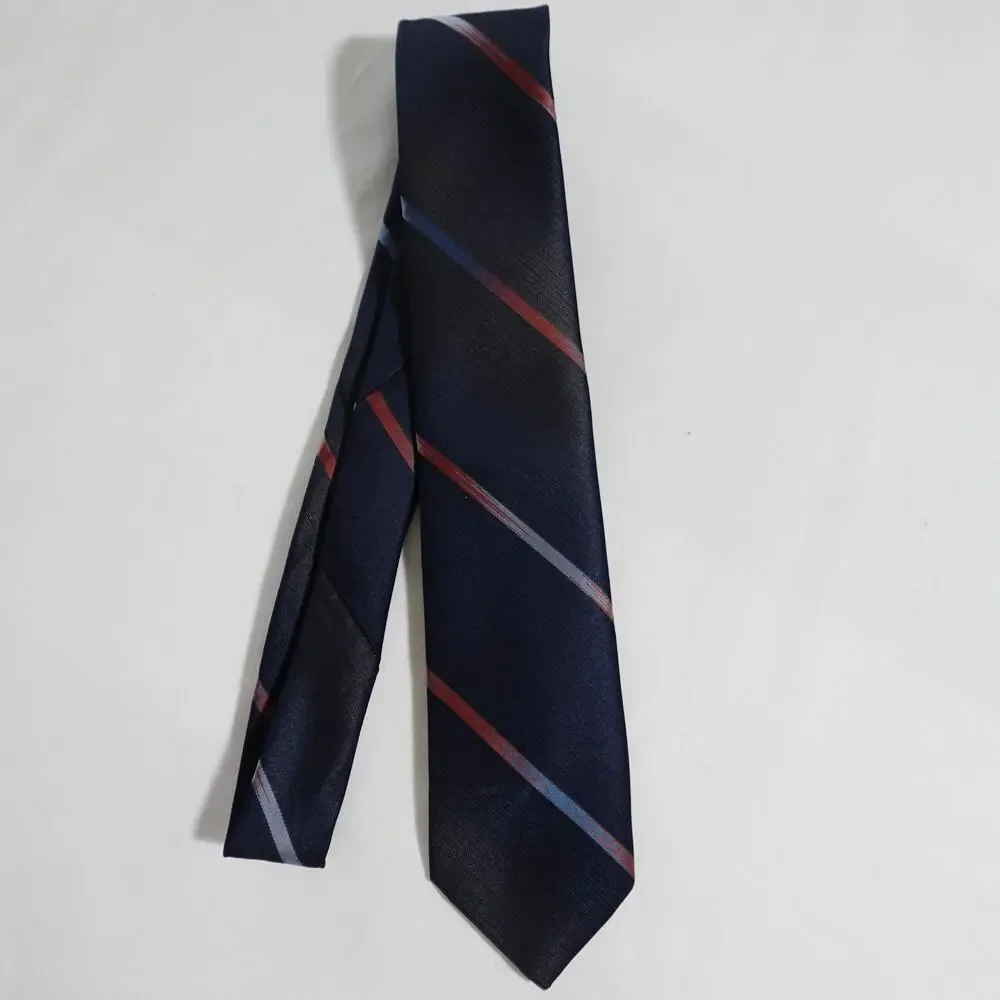 Vintage Mark of California Striped Neck Tie Navy Blue Red Gradient 55 in L Short